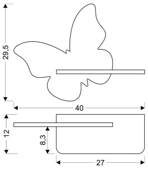 LED gyerekszoba falilámpa polccal BUTTERFLY LED/5W/230V sárga/fa