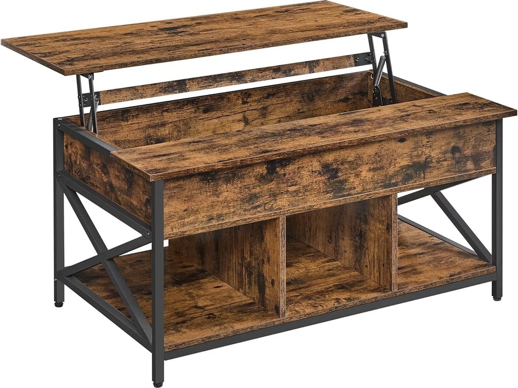 Dohányzóasztal, felnyitható asztal a nappaliba 60 x 100 x (48-62) cm, rusztikus barna