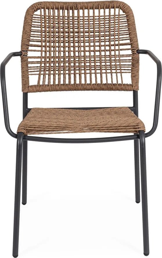 Sötétszürke-natúr színű fém kerti szék Jable – Bizzotto