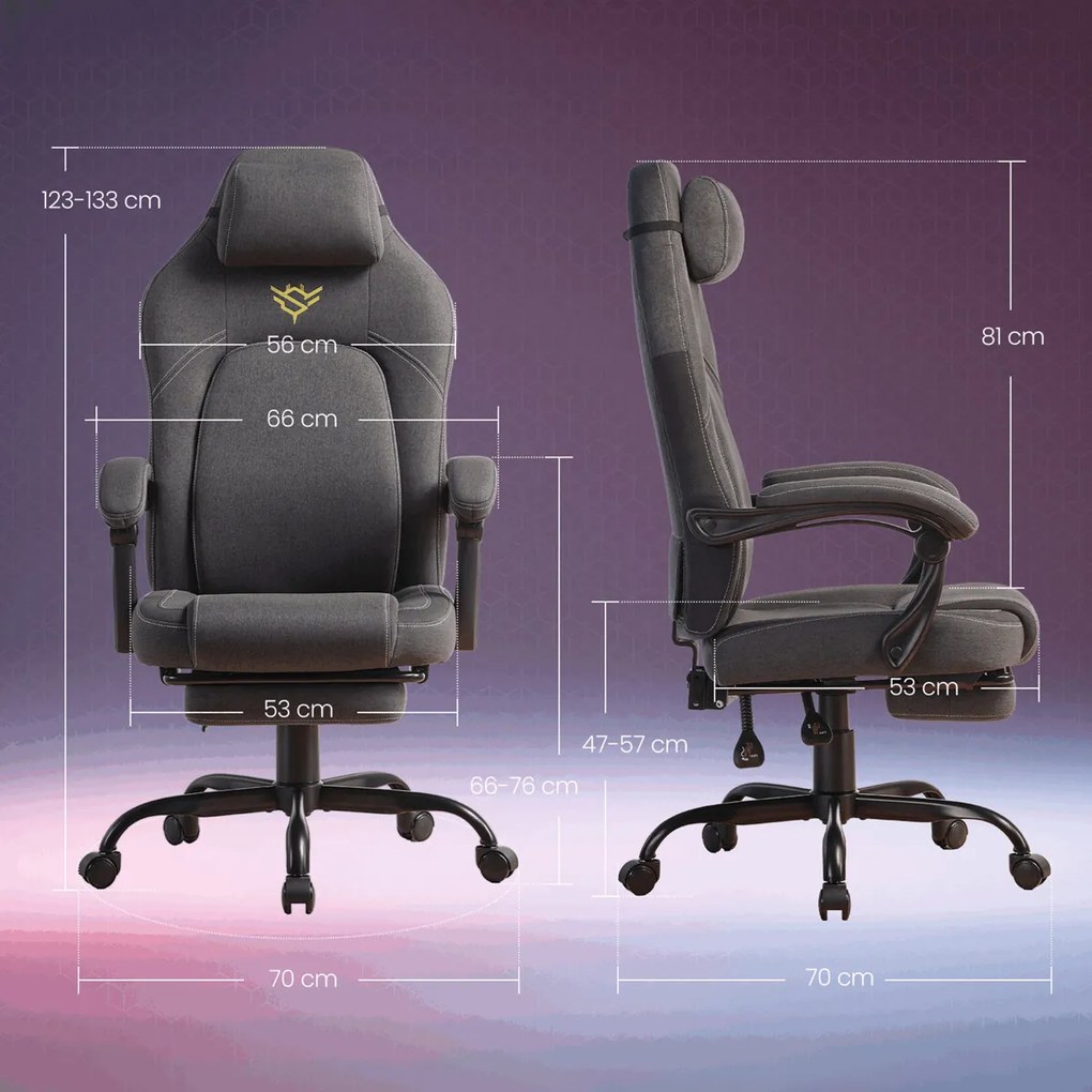 KA-E1372 szürke szövet magasságállítható gamer szék