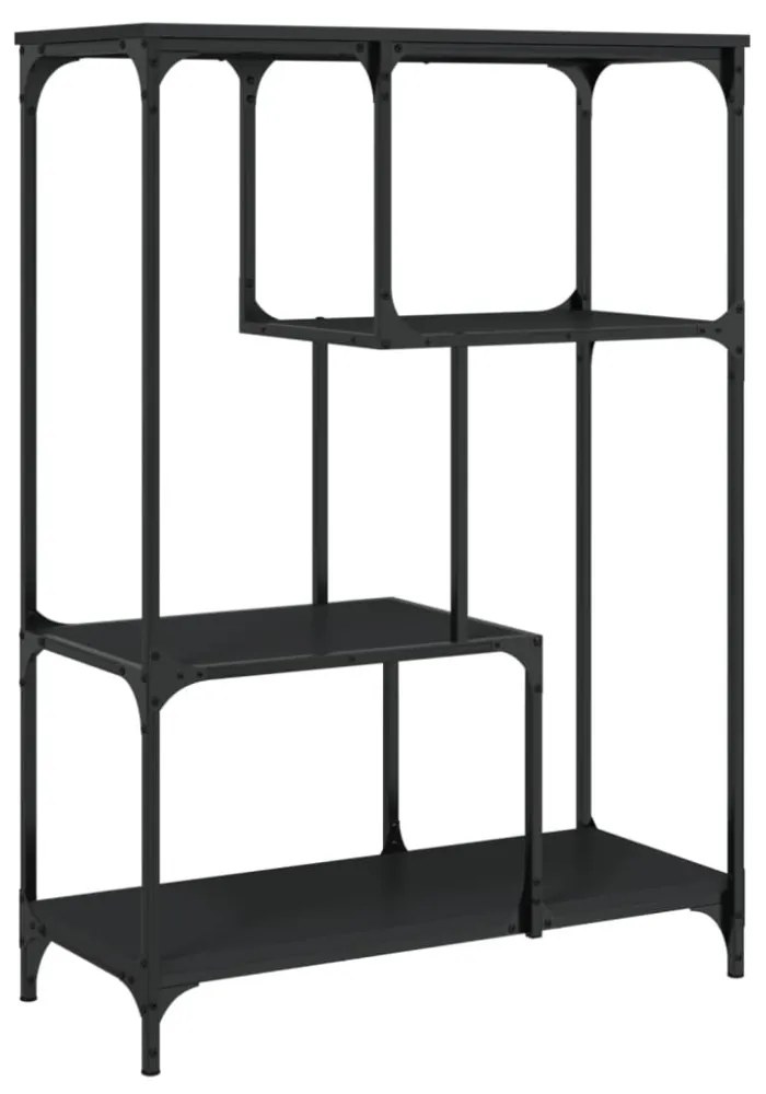 fekete szerelt fa és acél könyvespolc 81x36x115 cm