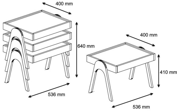 3 db ROMA dohányzóasztal szett fehér/barna
