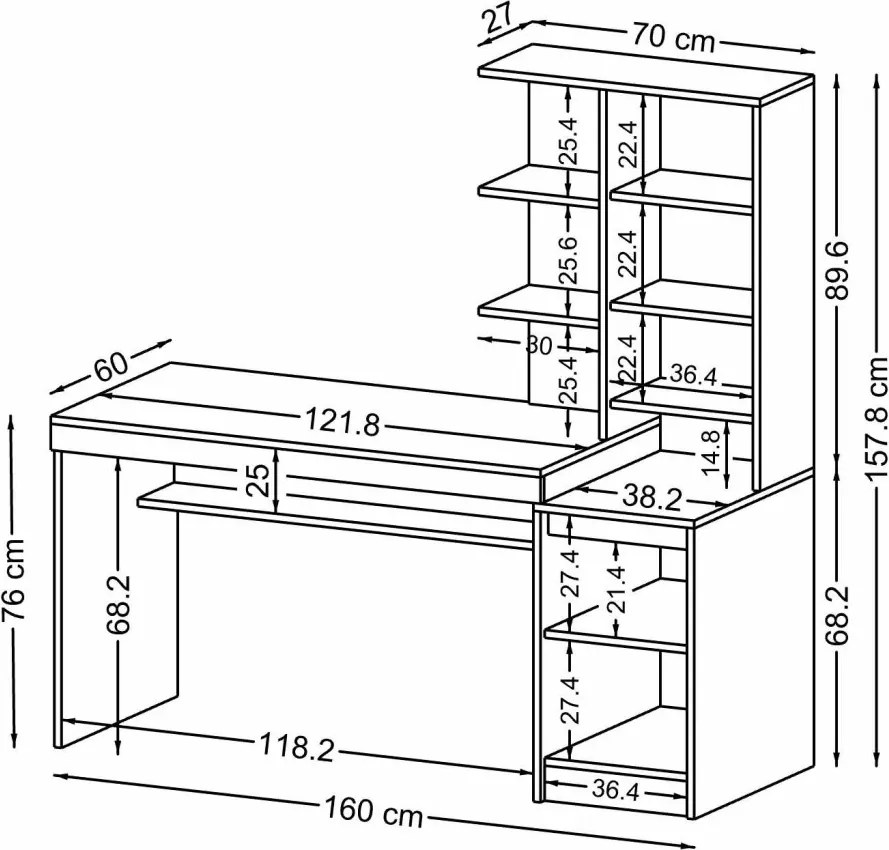 Nora íróasztal, fehér-atlanti fenyő, 160 cm – TR283VLN1140