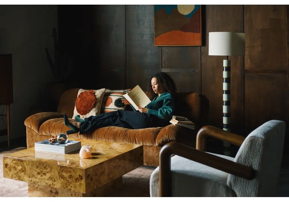 Barna bársony kanapé 214 cm Douglas – Dutchbone