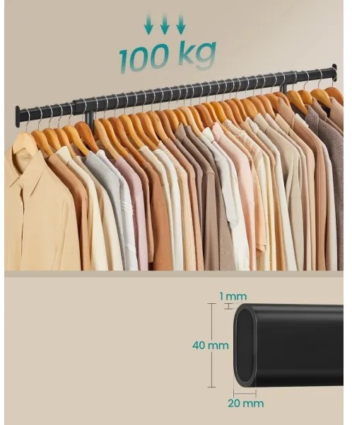 Mobil állványos ruhafogas LINEA, fekete