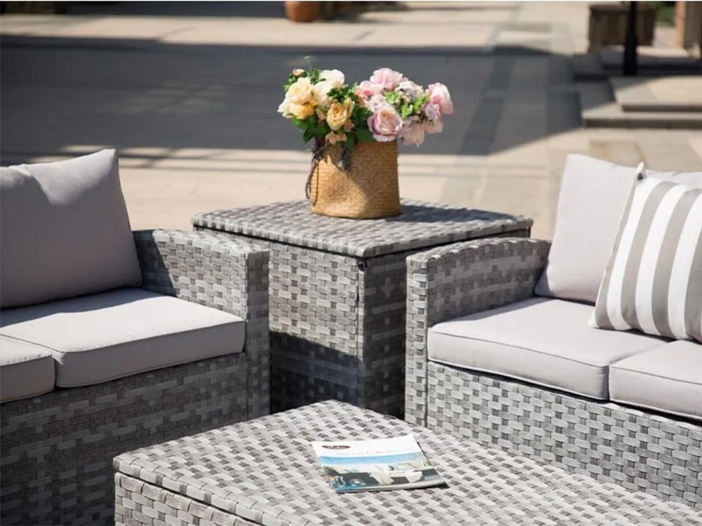 AUCKLAND Nagy kerti ülőgarnitúra tárolóval a párnákra - szürke