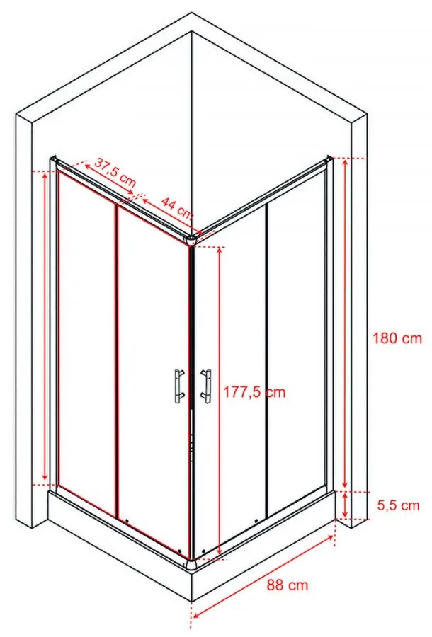Spirit Clear 90x90 cm szögletes zuhanykabin, zuhanytálca nélkül