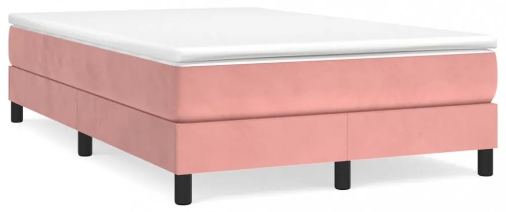 rózsaszín bársony rugós ágykeret 120 x 200 cm