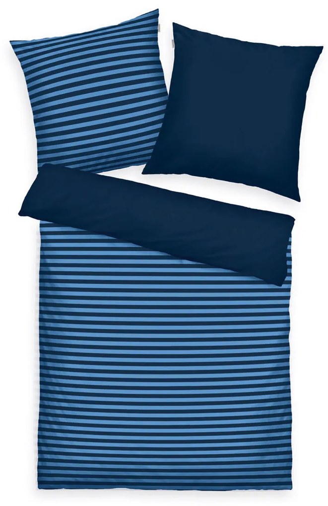 Tom Tailor Dark Navy és Cool Blue pamut ágyneműhuzat, 200 x 220 cm, 2 db 80 x 80 cm