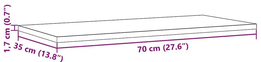 2 db tömör fenyőfa téglalap alakú asztallap 70 x 35 x 1,7 cm