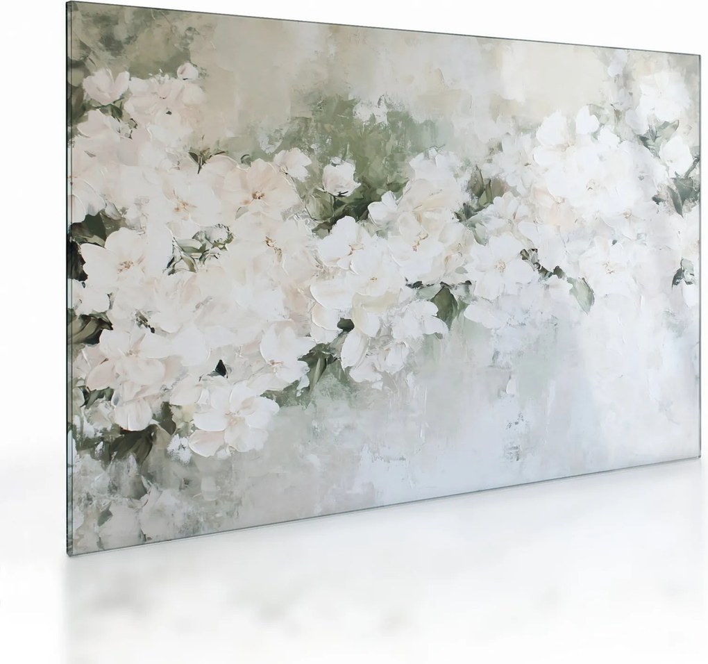 Üveg kép - Fehér virág absztrakció (70x50 cm)