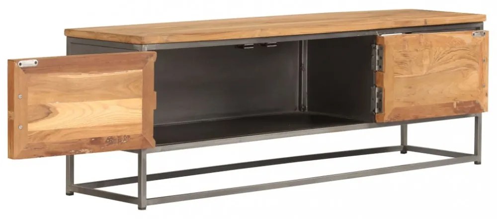 újrahasznosított tíkfa és acél TV-szekrény 120 x 30 x 40 cm