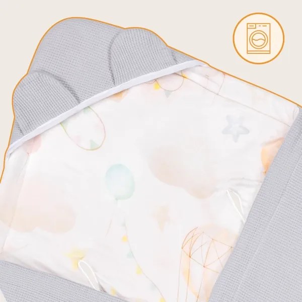 Lionelo - Autósülésbe való babapólya TRAVEL SWADDLE 90x90 cm Szürke Baloon