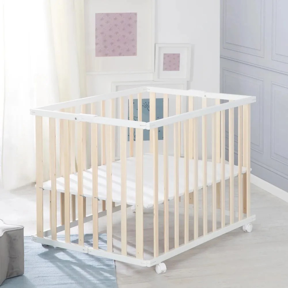 Fehér-natúr színű járóka 100x75 cm – Roba