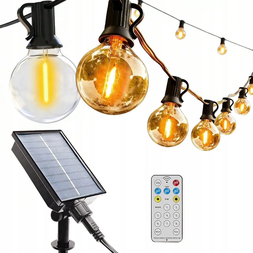 Kerti Fényfüzér Erkély Lámpa 10m 12 Led Kültéri Kertbe