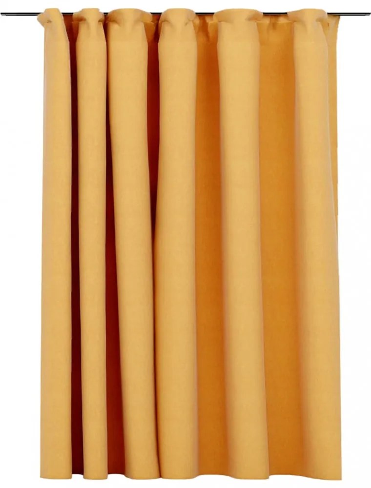 sárga vászonhatású sötétítőfüggöny kampókkal 290 x 245 cm