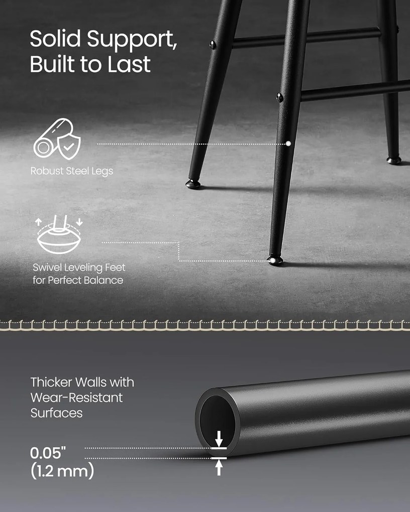 Ekho bárszékek 2db-os készlet, konyhai székek, fekete