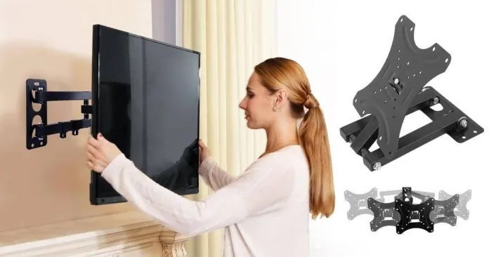 Forgó teleszkópos, Kihajtható TV tartó fali konzol - Alkalmas 14-”42”-os tévékhez!