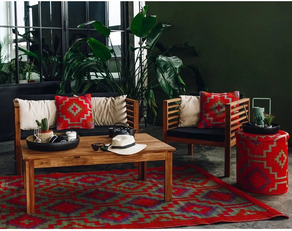 Lhasa Orange & Violet narancssárga-lila kétoldalas kültéri szőnyeg újrahasznosított műanyagból, 90 x 150 cm - Fab Hab