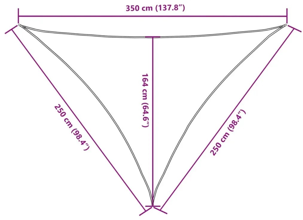 bézs háromszögű oxford-szövet napvitorla 2,5 x 2,5 x 3,5 m