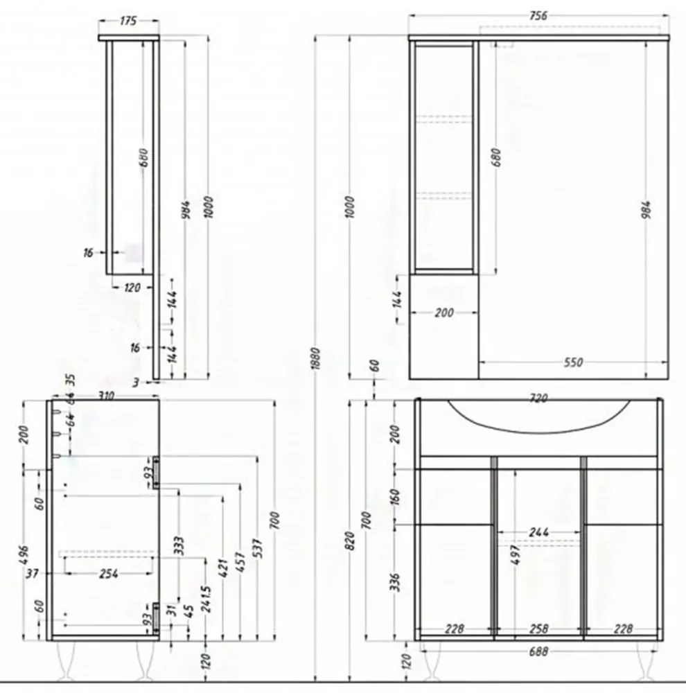 Bianca Plus 75 felsőszekrény, magasfényű fehér színben, jobbos nyitásirány