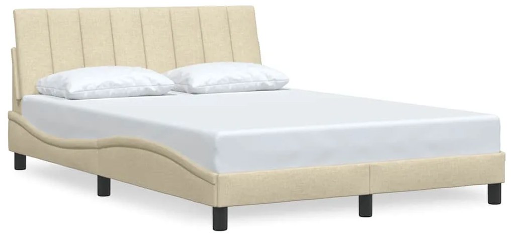 krémszínű szövet ágykeret matrac nélkül Hanko 140 x 200 cm