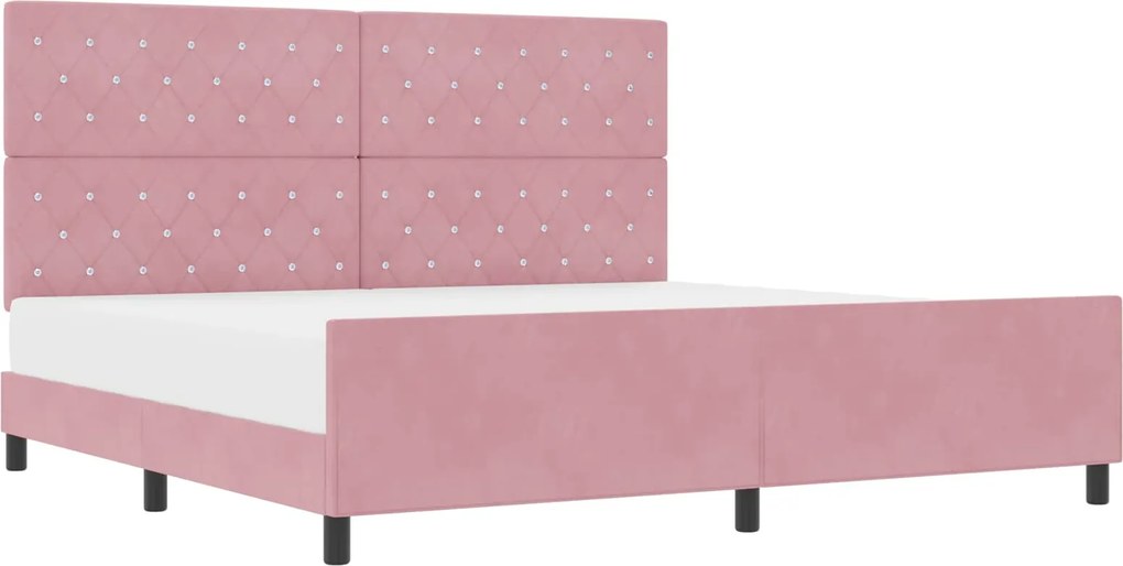 vidaXL Boxrugós ágy fejtámlával Rózsaszín 200 x 200 cm Bársony