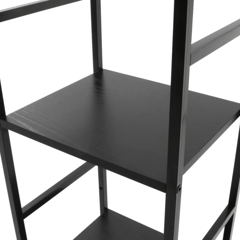 Fekete 3 szintes nyitott könyvespolc, tároló állvány fém lábakkal - 29x80cm Intenso