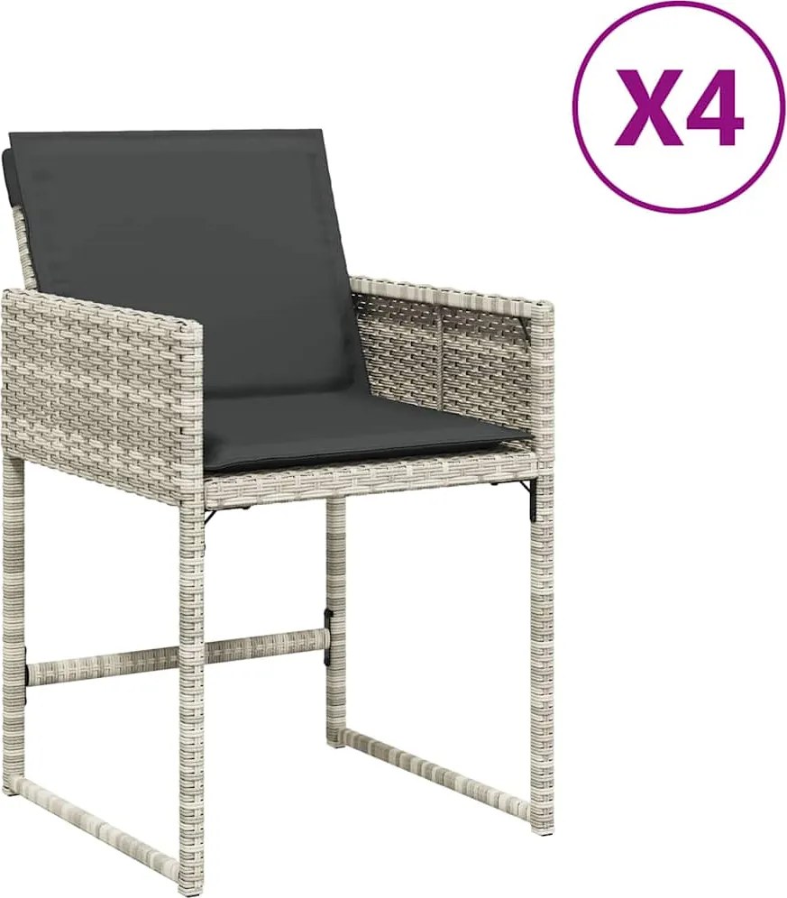 vidaXL 4 db világosszürke polyrattan kerti szék párnával