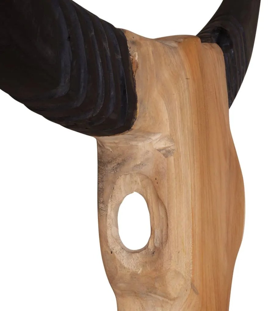bika koponya fali-dísz tíkfából 69 x 6 x 60 cm