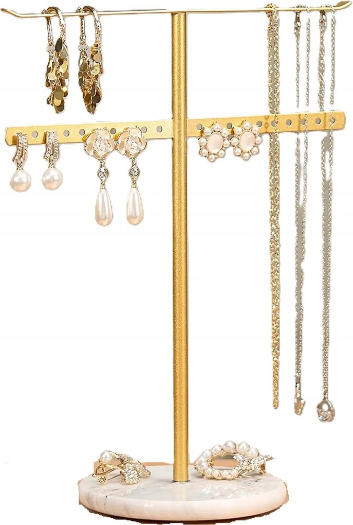 Akasztó Állvány Ékszerrendező Fülbevaló Arany Márvány Ajándék