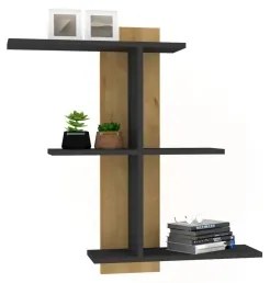 Fali polc BAHRO 90x111 cm antracit/barna
