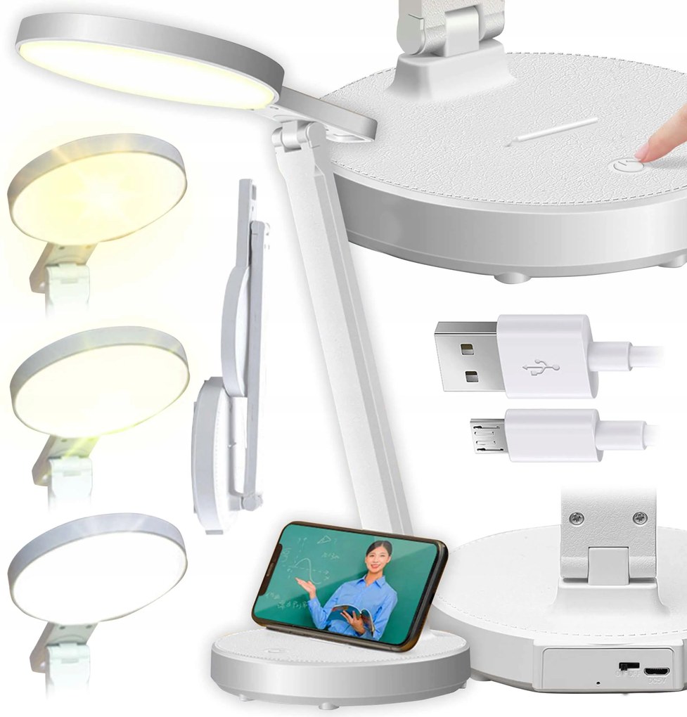 Led Asztali Lámpa Érintésre Vezeték Nélküli Usb Iskolai Éjszakai Íróasztal 3 Szín