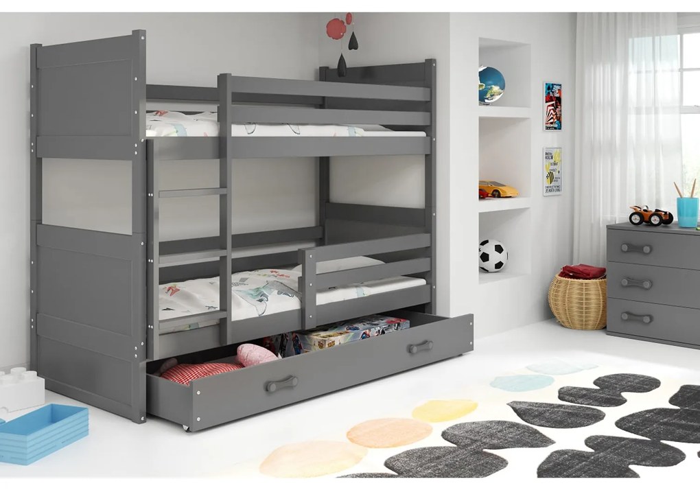 Gyerek emeletes ágy RICO 190x80 cm Fehér Rózsaszín