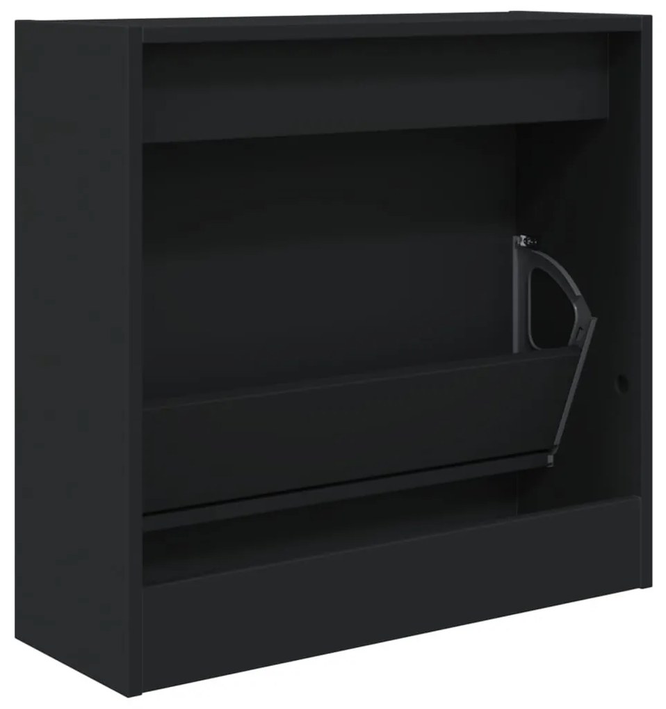 fekete szerelt fa cipőszekrény 60 x 21 x 57 cm