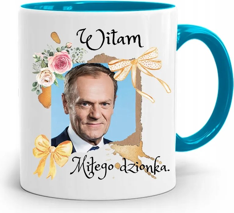 Donald Tusk Kék Bögre Platform Ajándék fényképes nyomtatással