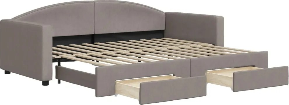 vidaXL tópszínű kihúzható szövet heverő fiókokkal 90 x 200 cm