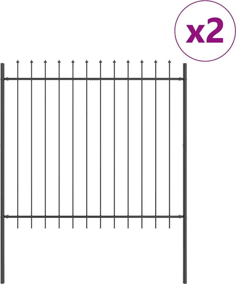 vidaXL Kerti Kerítés 2 pcs Szürke 3,4 x 1,5 m Porfestett acél
