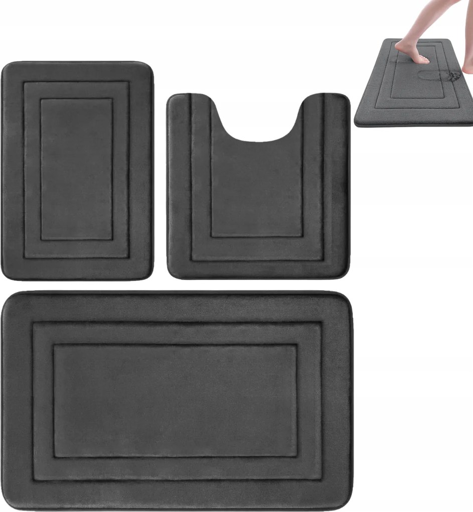 Fürdőszobaszőnyeg Nedvszívó Szőnyeg Szett Mikroszálas Szőnyeg 3 Db-os