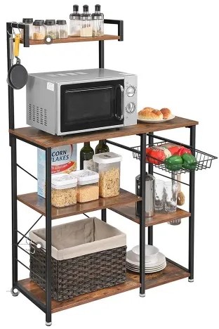 MARGE konyhai polcos állvány, barna/fekete