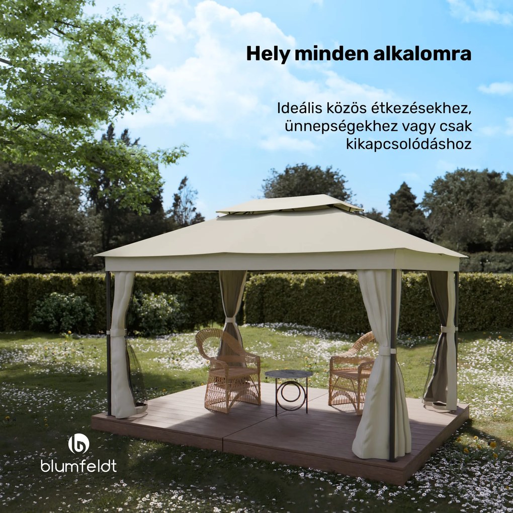 Blumfeldt Mondo Dual pavilon 3x4 dupla tetővel és szúnyoghálóval