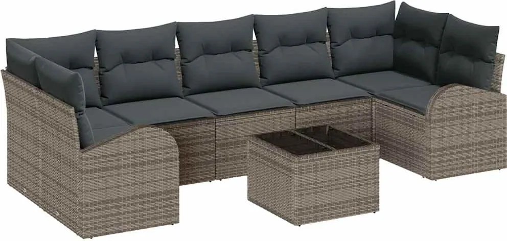 vidaXL Kerti Kanapé Szett Szürke 55 x 55 x 37 cm polirattan