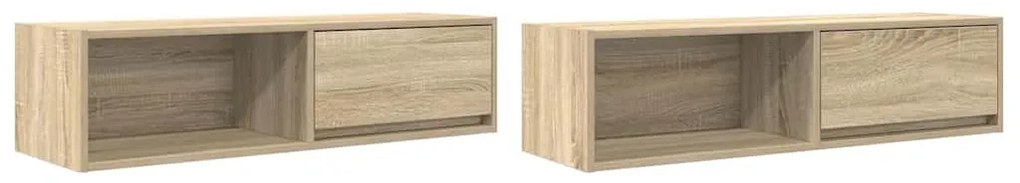 2 db sonoma tölgy színű szerelt fa TV-szekrény 100x31x25,5cm
