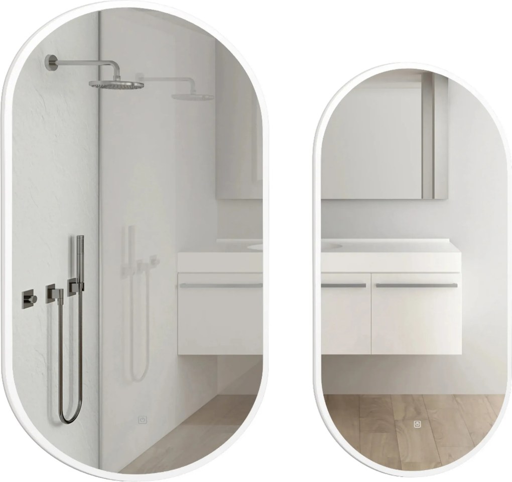 Balneo Led-es Megvilágított Tükör 50x90 cm Fürdőszobai Páraelszívó Ovális Elisa