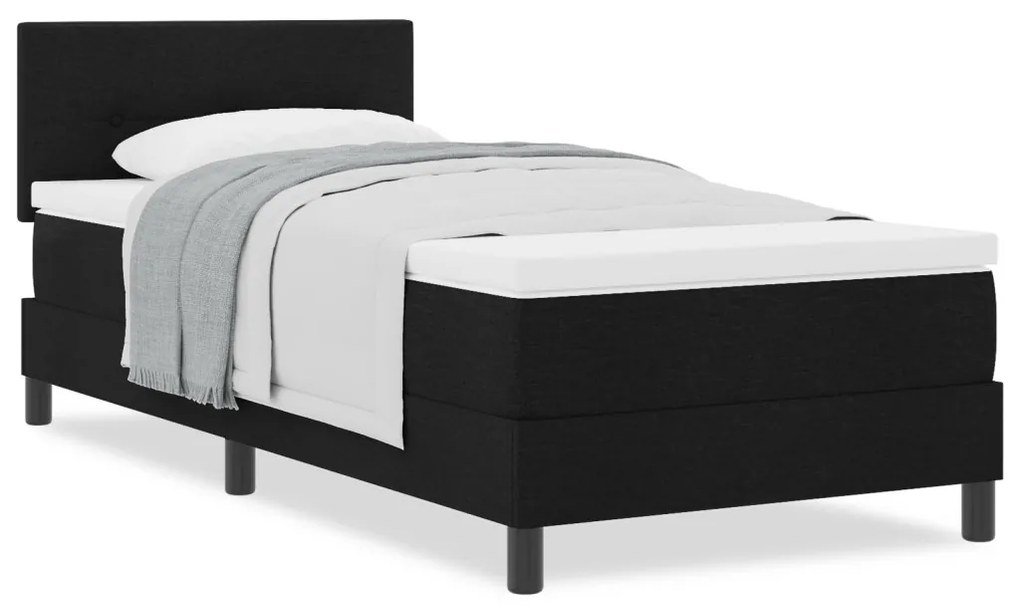 Box Spring Ágy Matraccal Fekete 100x200 cm Szövet