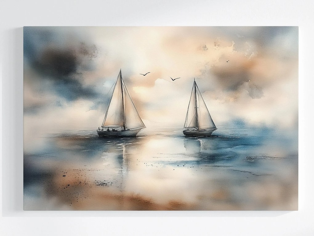 Vászonkép Canvas Tájkép Víz Tó Tenger Vitorlás Pihenés 60x40