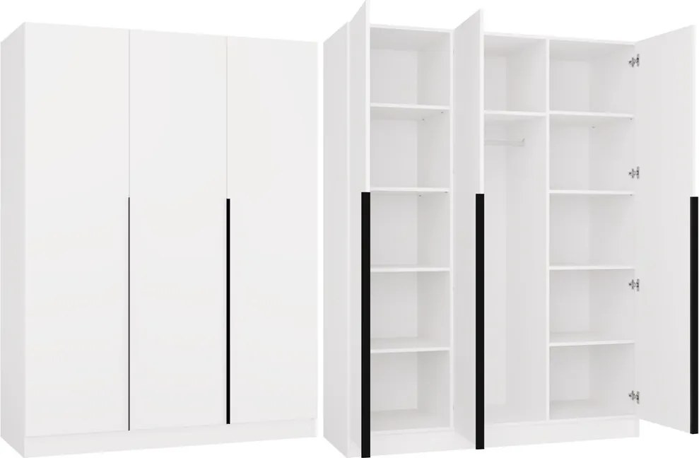 Aldabra SENSO 3D gardróbszekrény 150x56.5x200 cm, fehér-fekete