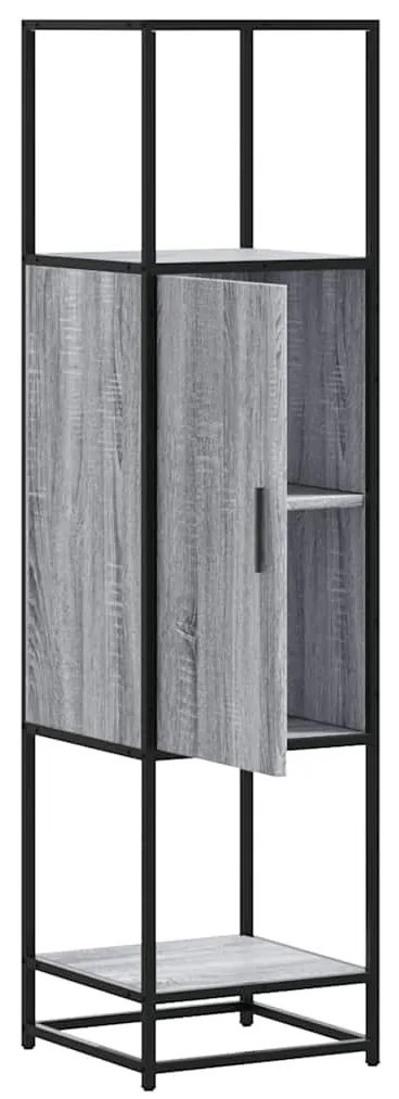 Highboard szürke sonoma 35,5x35x139 cm gépelt fa és fém