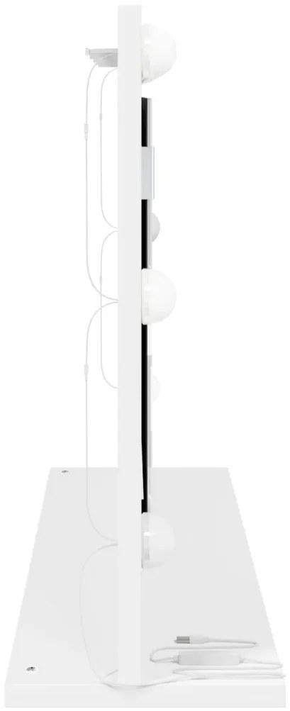 LED világítással ellátott sminktükör Fehér 80x45x18 cm