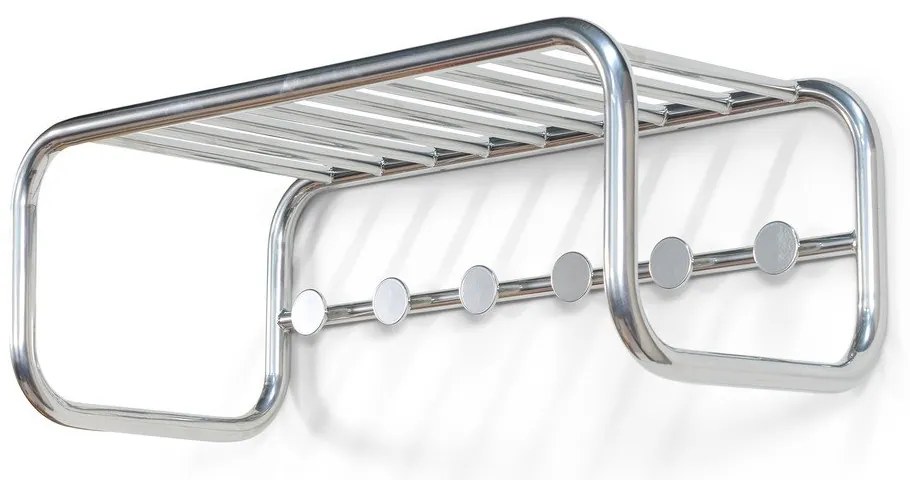 Ezüstszínű fém fali fogas polccal 72 cm Retro – Spinder Design